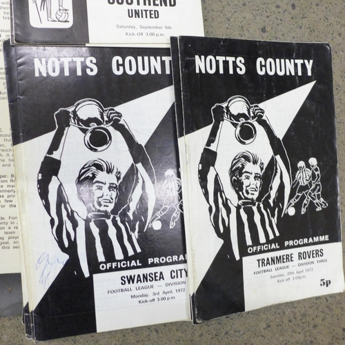 660 - A collection of 1970s Notts County Football programmes, 1970/71, 1971/72, 1972/73 and 1973/74 plus p... 