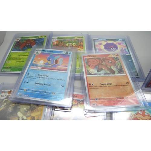 848 - A collection of 550+ 151 Scarlet and Voilet Pokémon cards including Holographic in top loaders prote... 