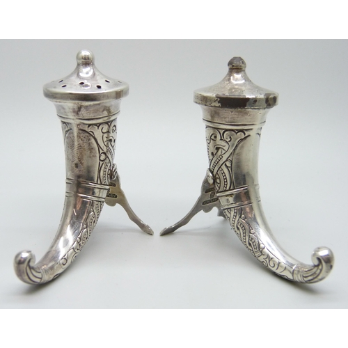 864 - A Norwegian silver novelty salt and pepper pair by Theodor Olsen