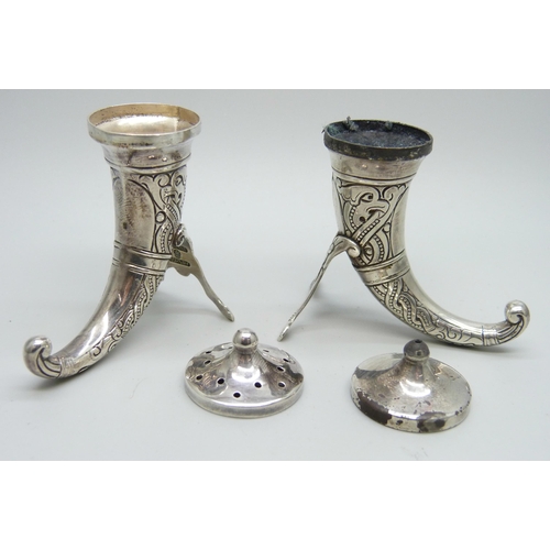 864 - A Norwegian silver novelty salt and pepper pair by Theodor Olsen