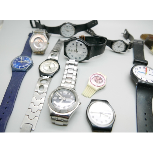 875 - A collection of Swatch wristwatches