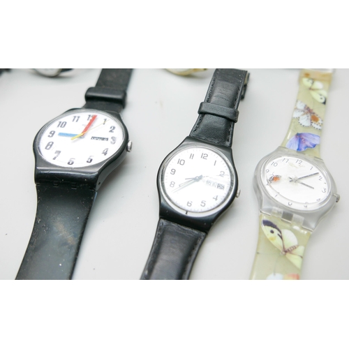 875 - A collection of Swatch wristwatches