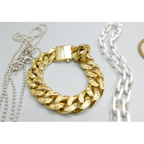 890 - Five designer necklaces and bracelet including J. Crew, Guess, All Saints, Fiori, Ambush