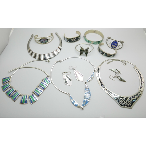 891 - A collection white metal jewellery, most marked Alpaca Mexico