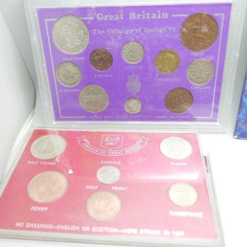 901 - A collection of coin sets including UK 1994, The Official UK Royal Wedding coin 2011 and Britains Fi... 