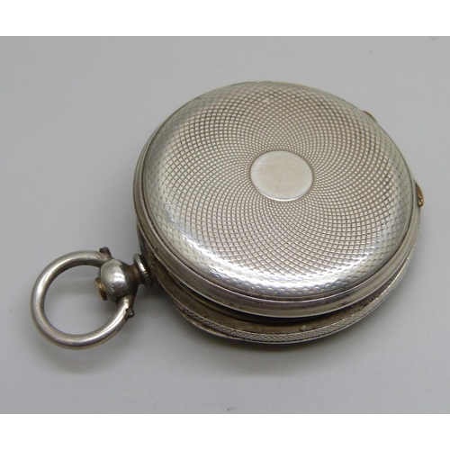 946 - A fob watch, the case marked fine silver, A. Bremer, Geneve, 36mm case