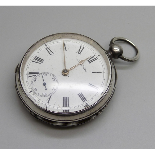 963 - A silver cased Waltham pocket watch, Birmingham 1890