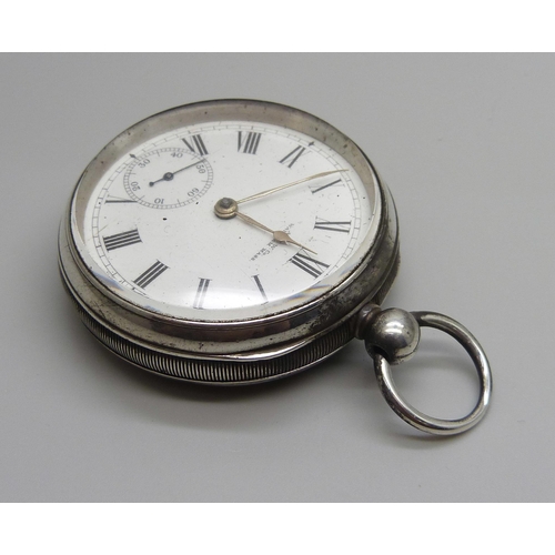 963 - A silver cased Waltham pocket watch, Birmingham 1890