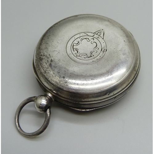 963 - A silver cased Waltham pocket watch, Birmingham 1890