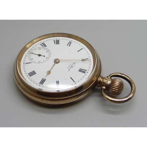 964 - A Waltham top-wind pocket watch, 10 years rolled gold case