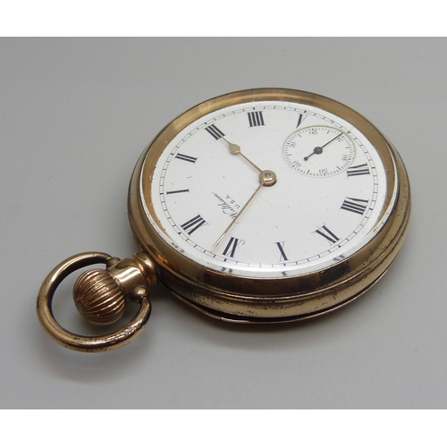 964 - A Waltham top-wind pocket watch, 10 years rolled gold case