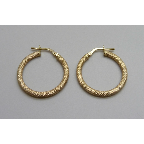 979 - A pair of 9ct gold hoop earrings, 1.3g