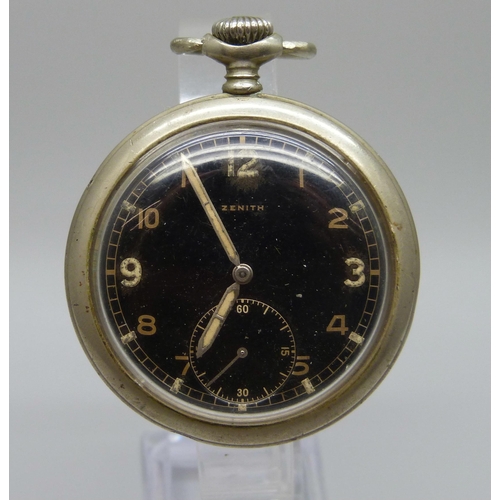 986 - A Zenith German military issue pocket watch, back case numbered D8404165H