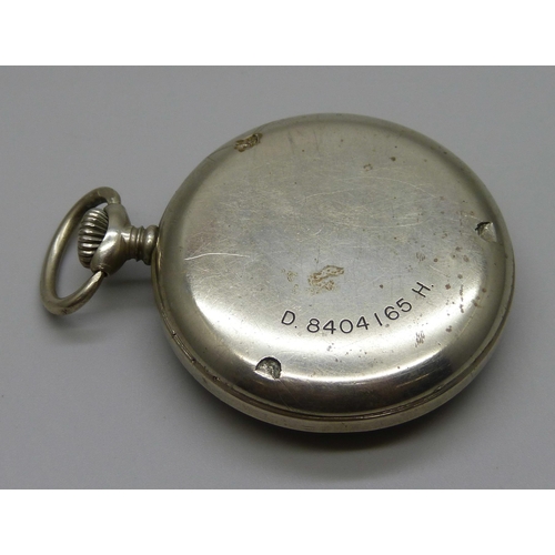 986 - A Zenith German military issue pocket watch, back case numbered D8404165H