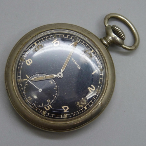 986 - A Zenith German military issue pocket watch, back case numbered D8404165H