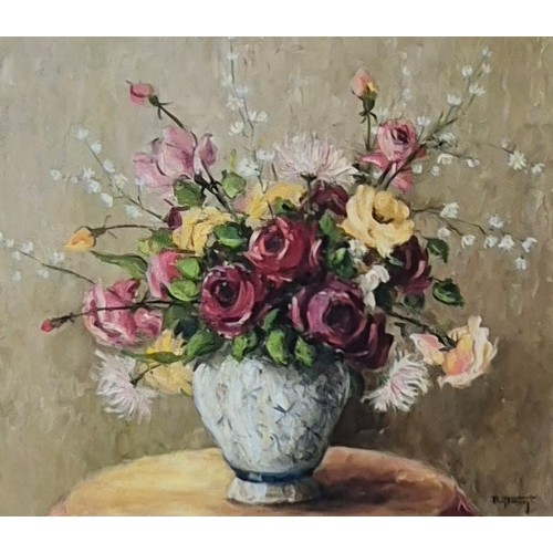 313 - Paul Feruny, still life of flowers, oil on canvas, framed