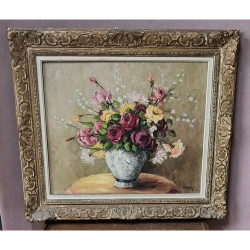 313 - Paul Feruny, still life of flowers, oil on canvas, framed