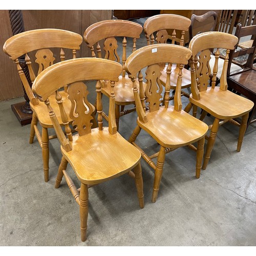 206 - A set of six beech kitchen chairs