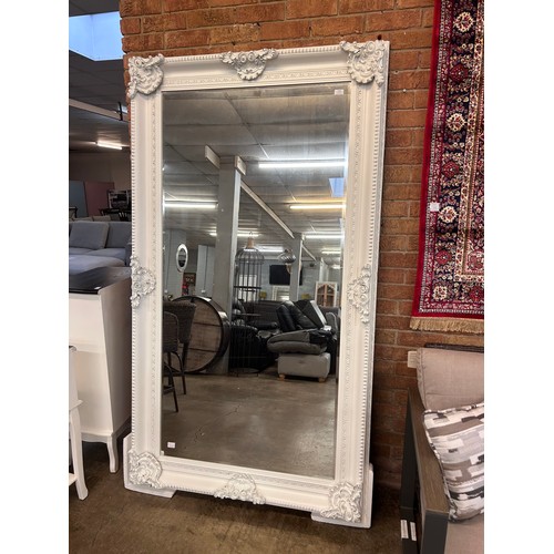 3166 - A white 7ft x 4ft antiques style mirror