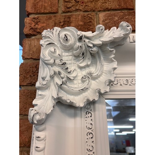 3166 - A white 7ft x 4ft antiques style mirror