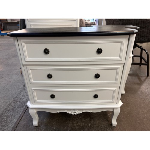 3168 - A three drawer chest with contrast top