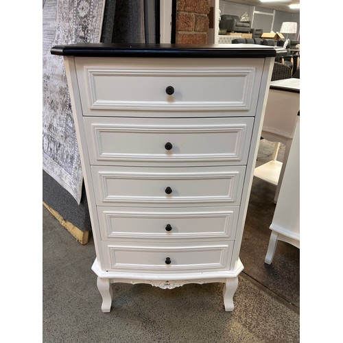 3169 - A five drawer tallboy with contrast top