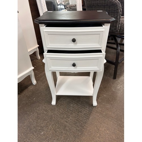 3170 - A bedside two drawer with contrast top