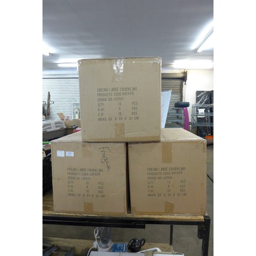 5232 - 3 boxes of 12 cream ceramic plant pots