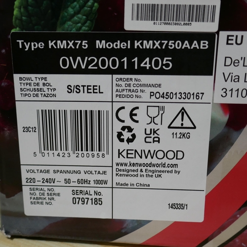 6002 - Kenwood Kmix Black Standmixer - model - Bkmx750Ab, Original RRP £199.99 + Vat (338-52) *This lot is ... 