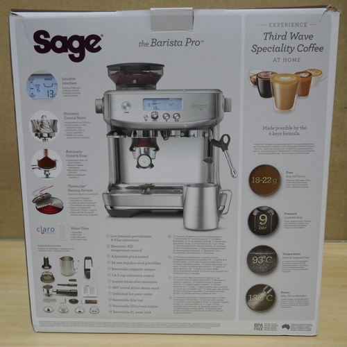 6003 - Sage Barista Pro Pump Coffee Machine - model - Ses878Bst , Original RRP £483.33 + Vat (338-294) *Thi... 