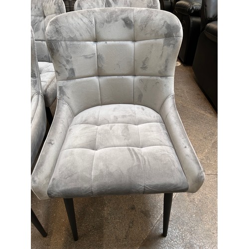 3144 - A set of four grey velvet dining chairs