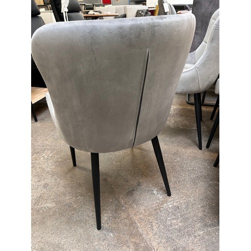 3144 - A set of four grey velvet dining chairs