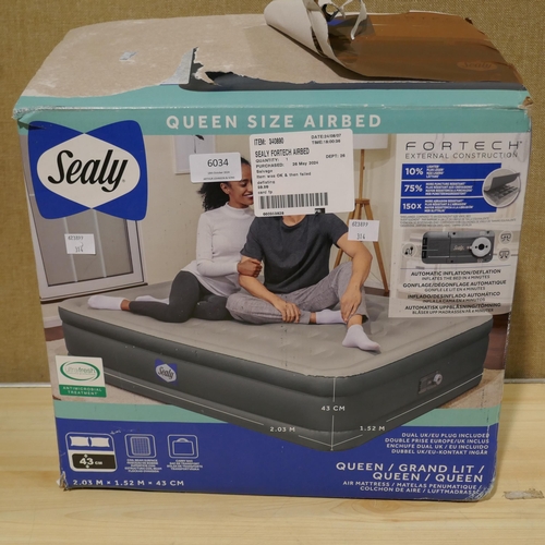 6034 - Sealy Fortech Airbed with Built In Pump  (338-314) *This lot is subject to Vat