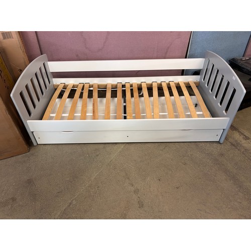 3178 - A grey small single child's bed with storage