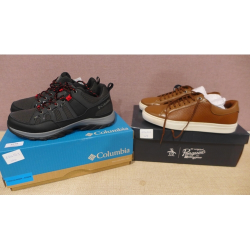 6279 - Columbia trainers in grey, size UK 8,  Penguin Paxton trainers in brown, size UK 7 (L337)  *This lot... 