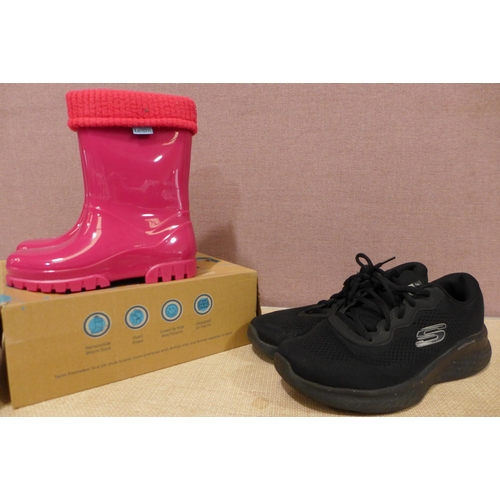 6280 - Skechers trainers in black, size UK 8, Term Splash Wonder Wellies, childrens in pink, size UK 13/1  ... 