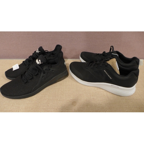 6281 - Skechers trainers in black/white, size UK 8, A pair of Puma black trainers size UK 8 (L337,L335) *Th... 