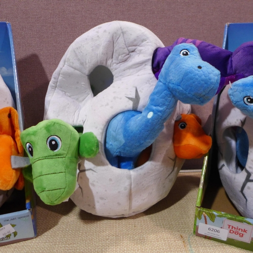 6206 - Three x Dino Crew Dog Toys (338-60,61,62) *This lot is subject to Vat