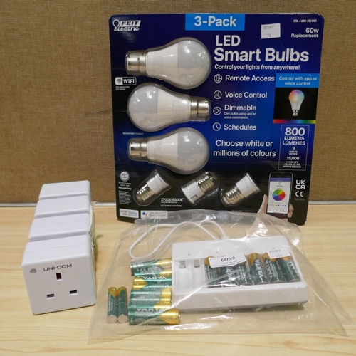 6053 - Feit Led Smart A60 Wi-Fi  Bulbs, Varta Rechargeable AA / AAA Battery Kit And Uni-com Sockets (338-94... 