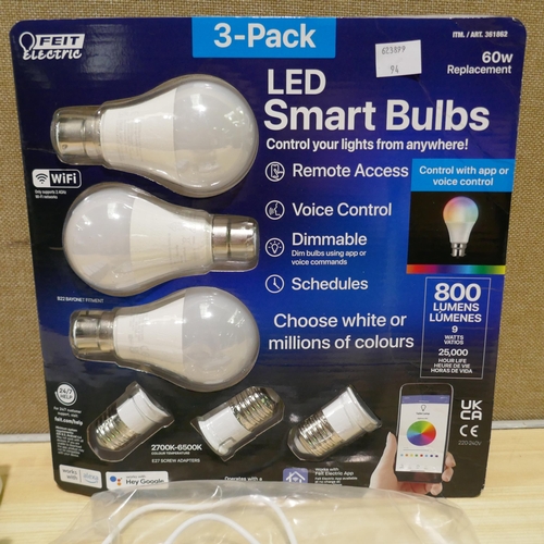 6053 - Feit Led Smart A60 Wi-Fi  Bulbs, Varta Rechargeable AA / AAA Battery Kit And Uni-com Sockets (338-94... 