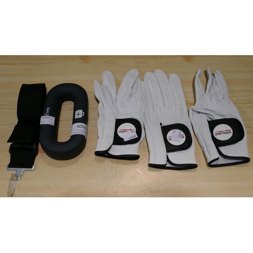 6058 - Salter Digital Luggage Scale 40Kg, Kirkland Signature Golf Gloves (338-127,130) *This lot is subject... 