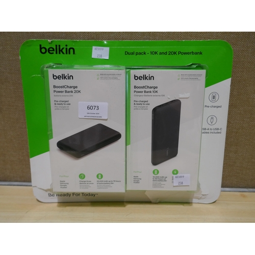 6073 - 2x Mixed Belkin Powerbanks (338-238) *This lot is subject to Vat