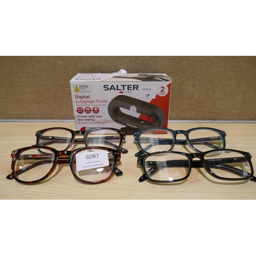 6087 - Fgx Mens Classic Reading Glasses, Salter Digital Luggage Scale 40Kg (338-187,189) *This lot is subje... 