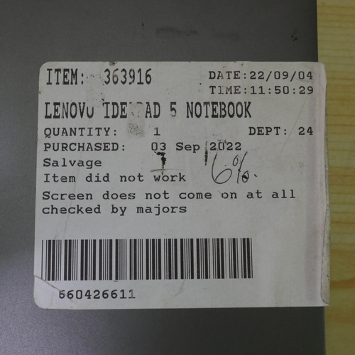 6098 - Lenovo Ideapad 5 notebook (no charging lead/Intelcore I5) (332-Extra) *This lot is subject to VAT