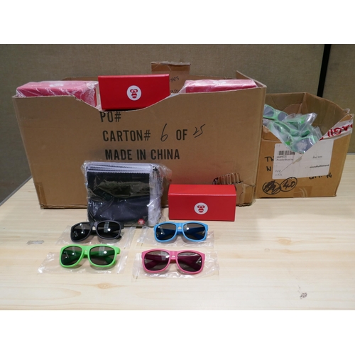 6102 - Silverback childrens sunglasses X50 including 60X boxes and a pack of lense cloths, various colours