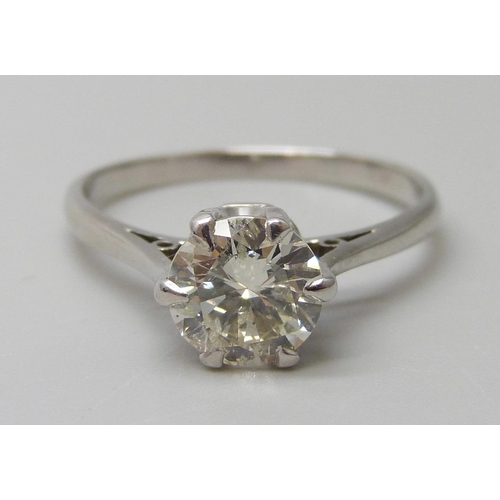 7031 - An 18ct white gold diamond solitaire ring with Birmingham gemology lab report confirming natural dia... 