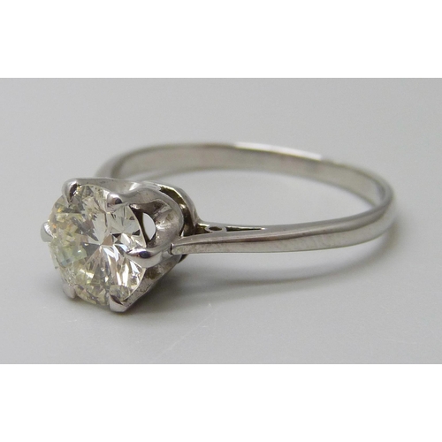 7031 - An 18ct white gold diamond solitaire ring with Birmingham gemology lab report confirming natural dia... 