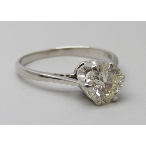 7031 - An 18ct white gold diamond solitaire ring with Birmingham gemology lab report confirming natural dia... 