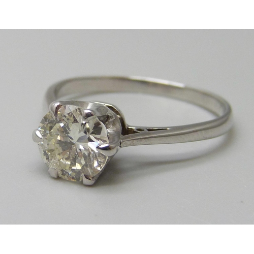 7031 - An 18ct white gold diamond solitaire ring with Birmingham gemology lab report confirming natural dia... 