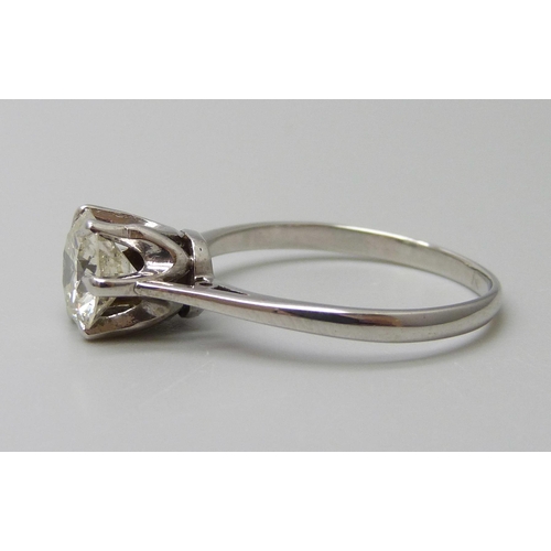 7031 - An 18ct white gold diamond solitaire ring with Birmingham gemology lab report confirming natural dia... 